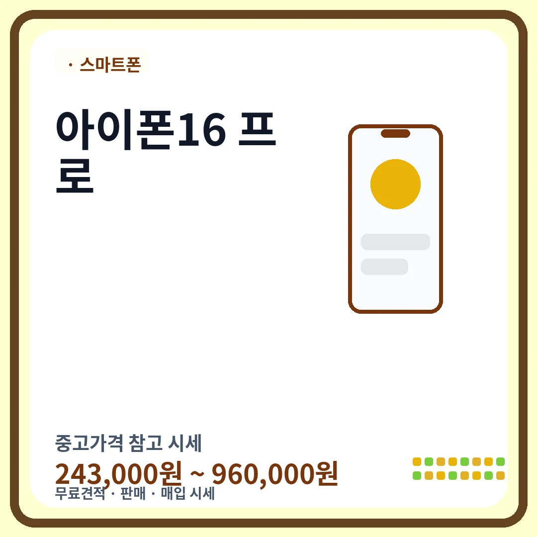 아이폰16 프로 중고가격 시세