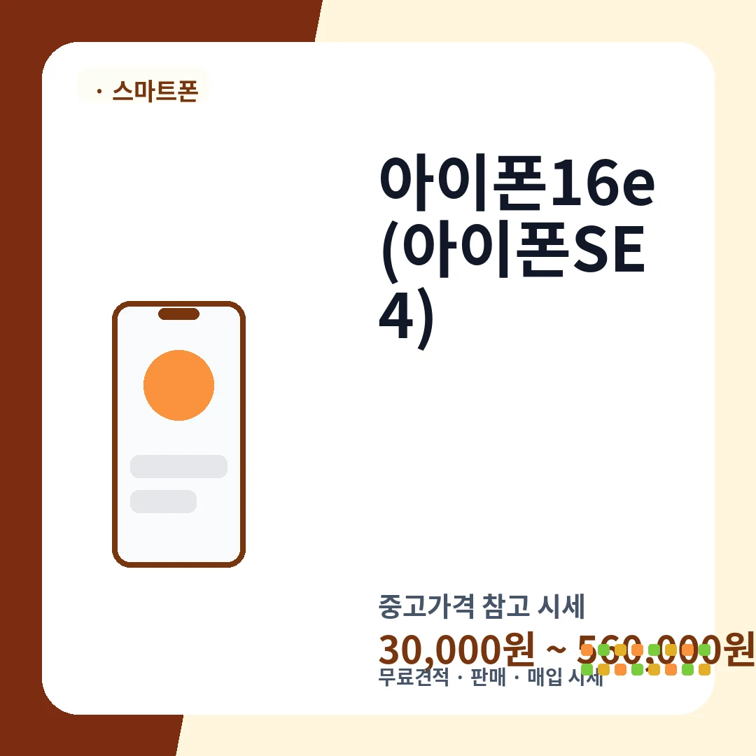 아이폰16e (아이폰SE4) 중고가격 시세