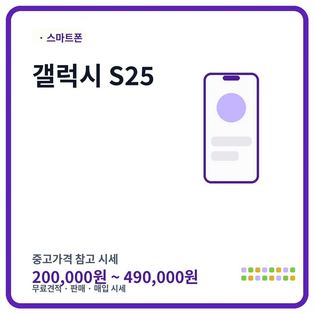 갤럭시 S25 중고가격 시세