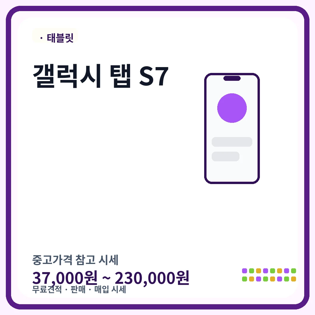 갤럭시 탭 S7 중고가격 시세