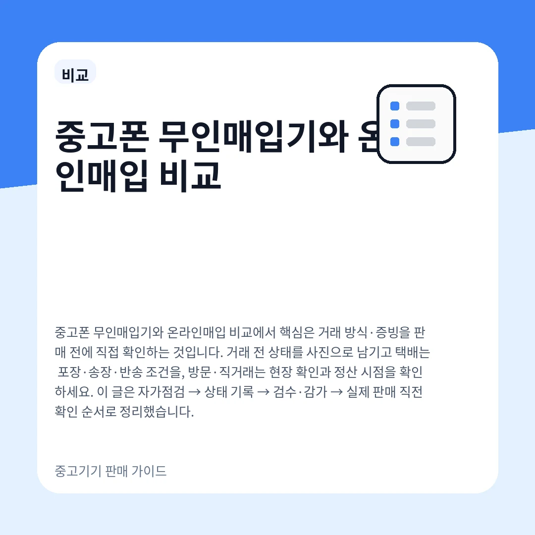 중고폰 무인매입기와 온라인매입 비교